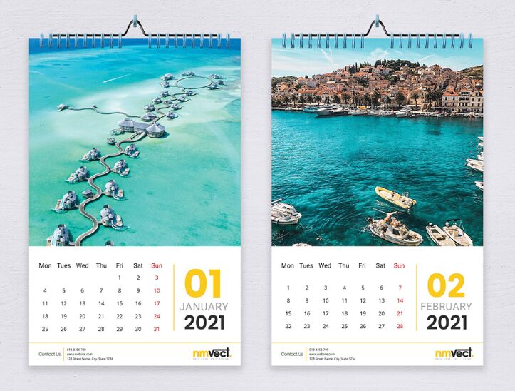 2021 Wall Calendar For Adobe InDesign