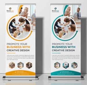 4 Roll-up Stand Mockups Vector