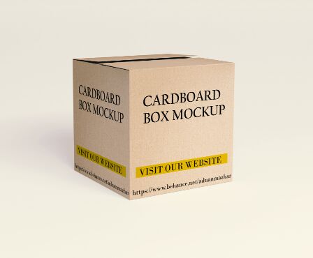 Realistic Square Cardboard Box PSD Mockup