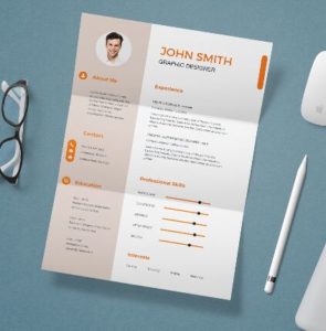 Folded Paper Resume Mockup PSD