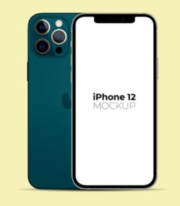 Minimal iPhone 12 Pro (Front & Back View) PSD Mockup