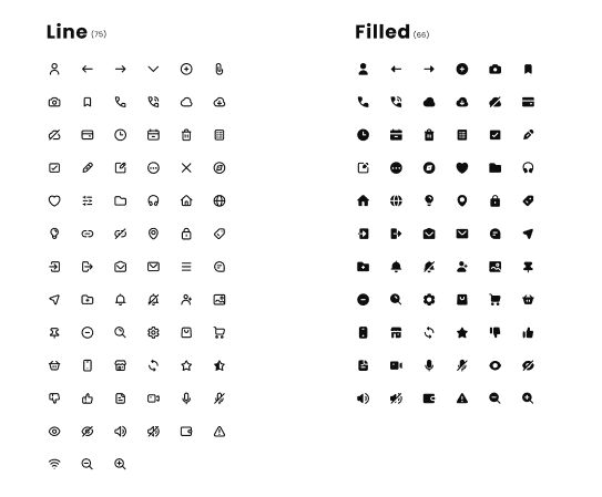 120+ UI Icons In 2 Styles (Line & Filled)