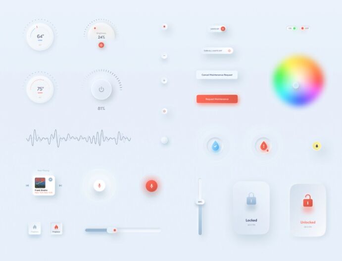 Neumorphic Style Interactive UI Kit Figma