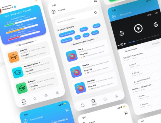 Online Course Mobile App UI Design Figma