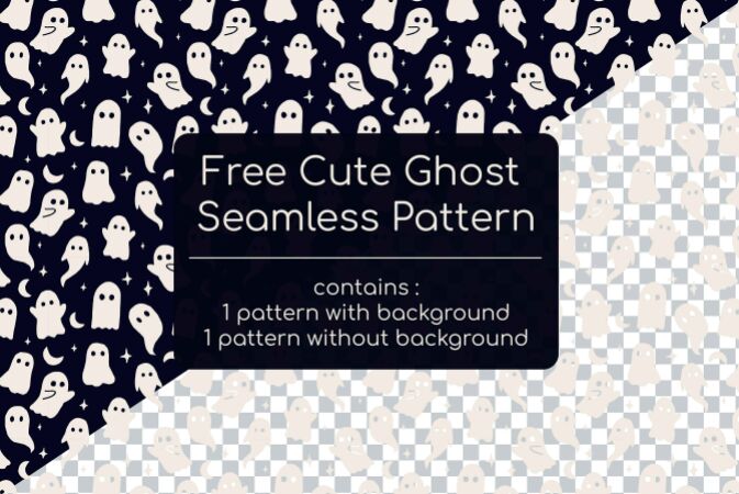 Seamless Cute Ghost Vector Pattern