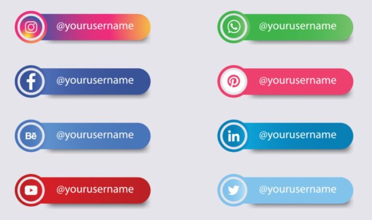 8 Social Media Profile Buttons Vector