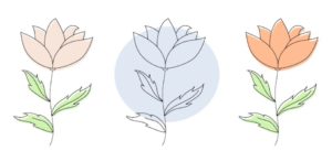 3 Hand Drawn Flowers Vector