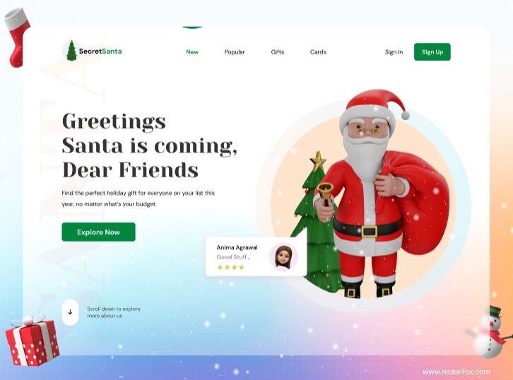 Secret Santa Landing Page Template Figma