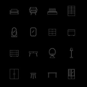 16 Furniture Icons In 4 Styles