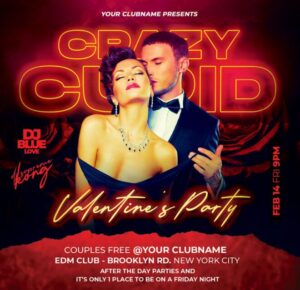 Square Valentines Day Party Flyer PSD Mockup