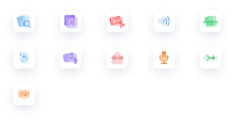 Glassmorphism Style Audio Icons For Figma