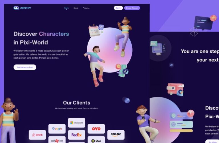 Animated 3D Landing Page Template Figma