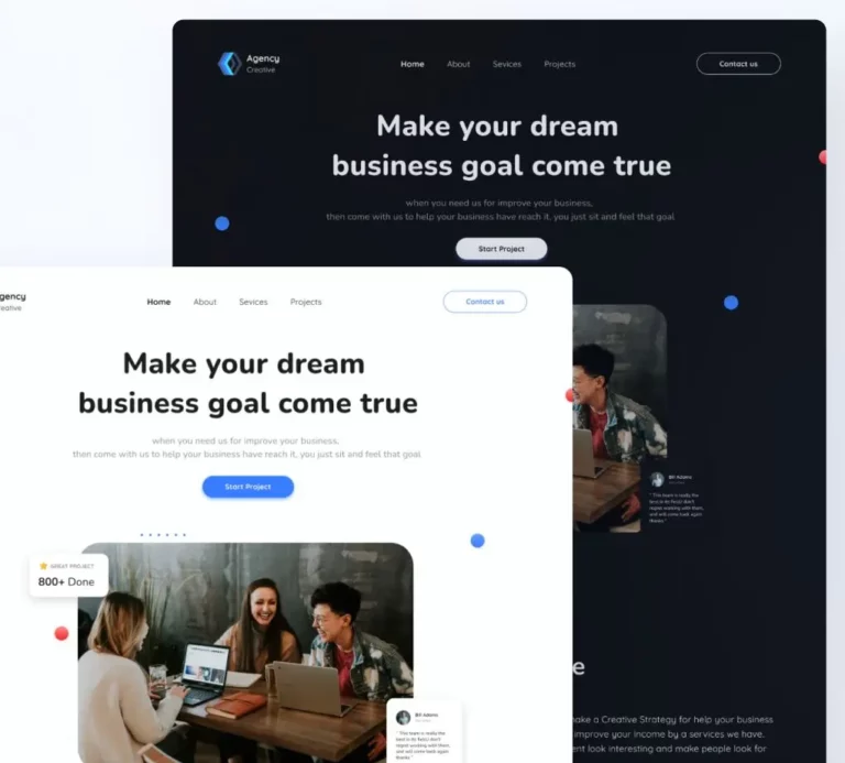 Creative Agency Landing Page Template (Dark & Light Modes)