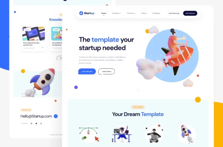 Beautiful Startup Landing Page Template For Adobe XD