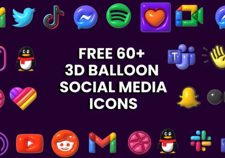 3D Balloon Style Social Icons