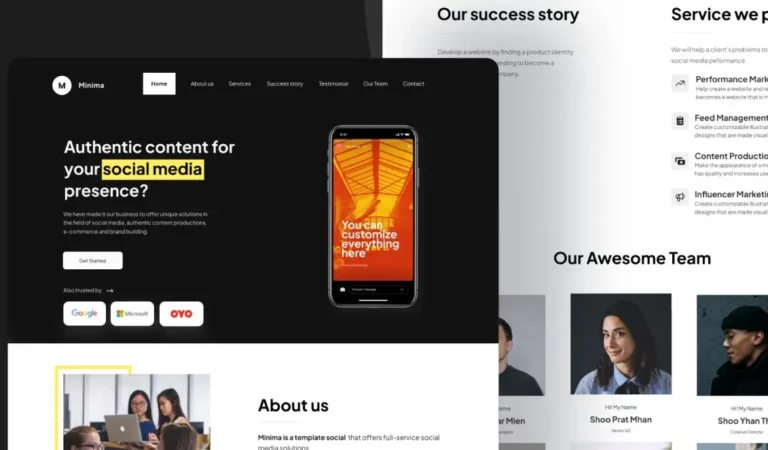 Minimal Social Media Agency Landing Page Template Figma