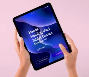 Hands Holding iPad Mockup PSD