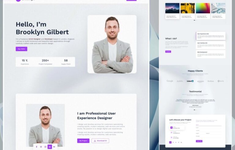 Single Page Personal Portfolio UI Template Figma