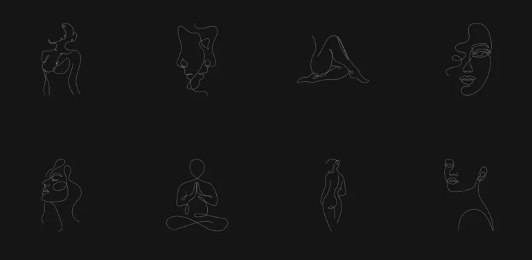 One Line Women And Yoga Illustrations