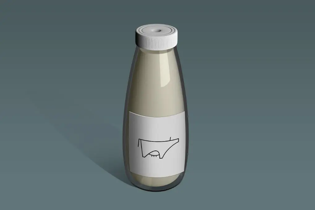 Glass Milk Bottle PSD Mockup And Blender Model
