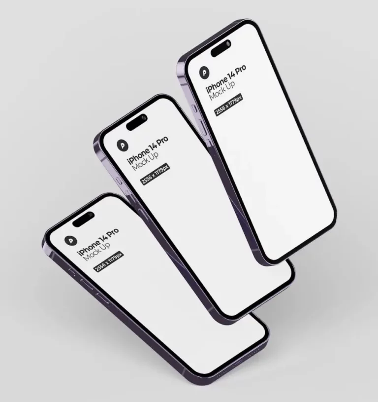 12 iPhone 14 Pro Mockups Pack PSD