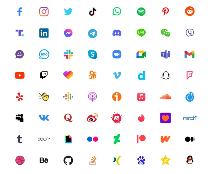 64 Colored Social Icons Figma