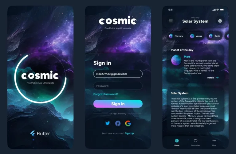 Cosmic Flutter App UI Figma