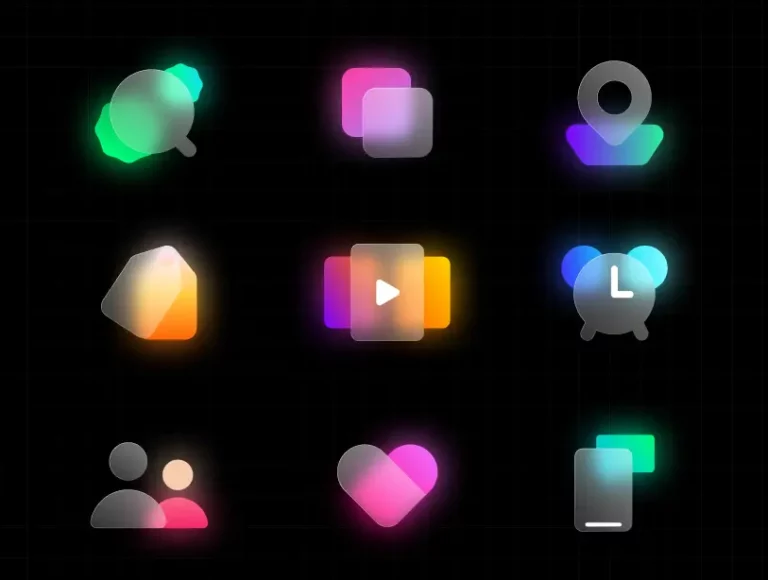 9 Glassmorphism Icons Figma