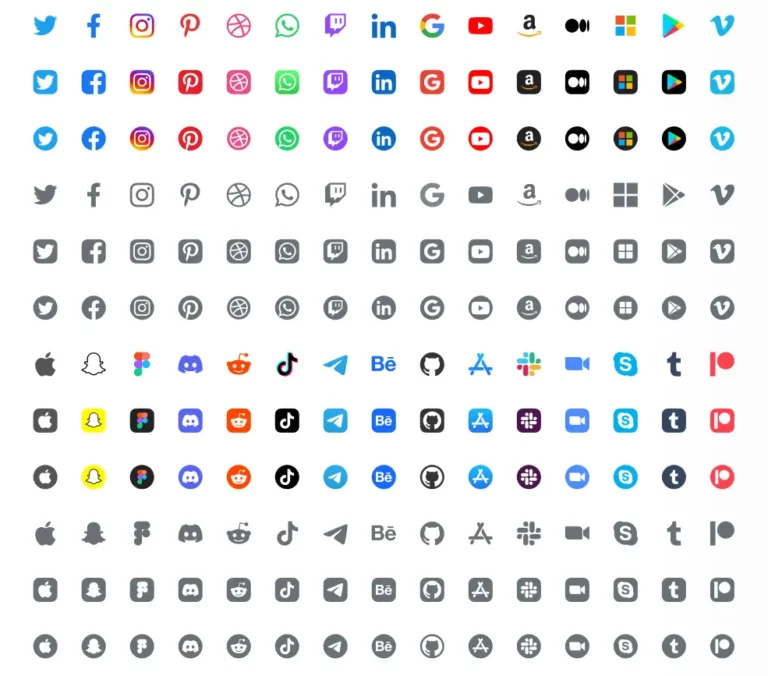 30 Social Media Icons In 2 Styles