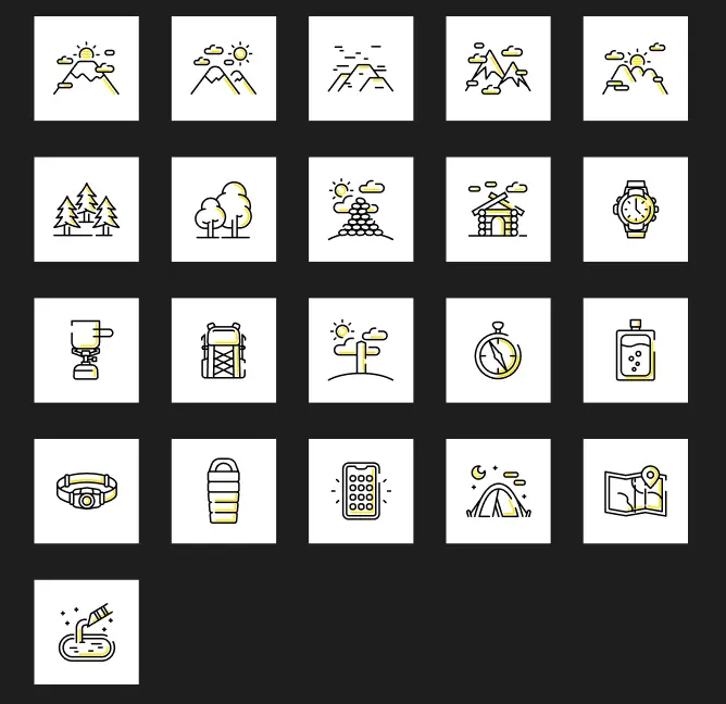 21 Duotone Hiking Icons Figma