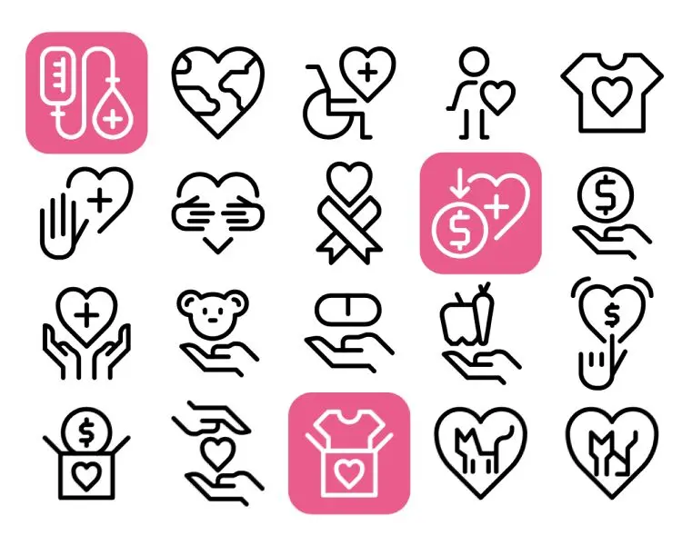 20 Charity Donate Line Icons