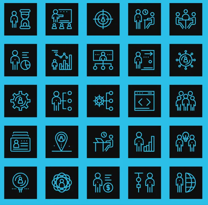 25 Corporate Management Outline Icons Figma