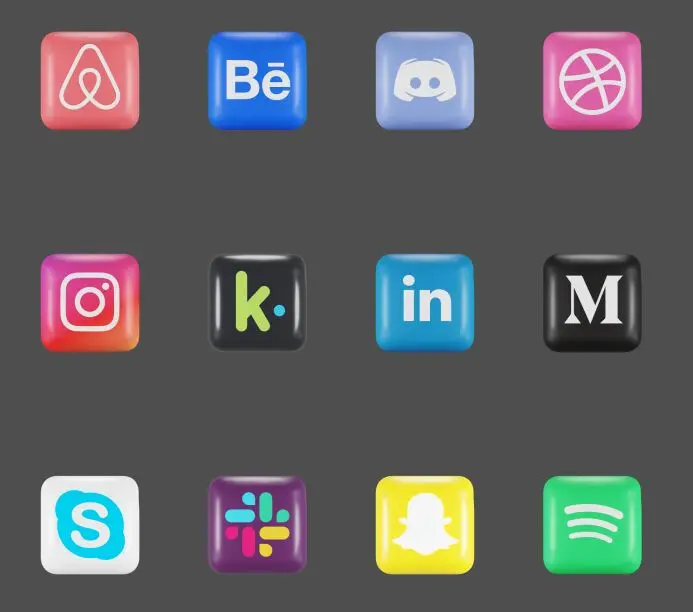 3D Sleek Social Media Icons Figma