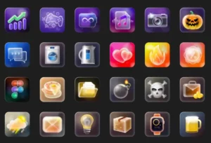 40 Glassmorphism Icons Figma