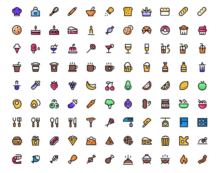 100+ Food Icons In 5 Styles