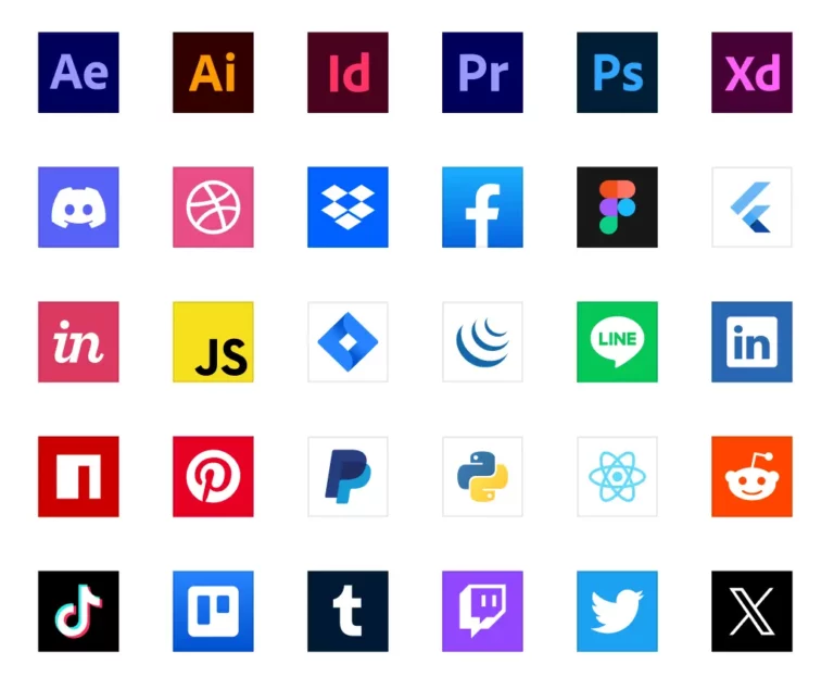 Social Media & Tech Software Logos Icons Figma