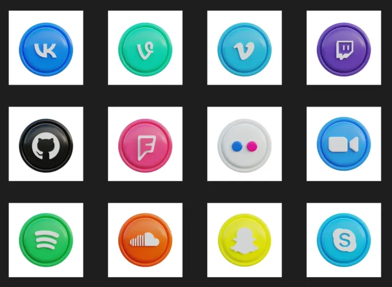 40+ Circular 3D Social Icons Figma