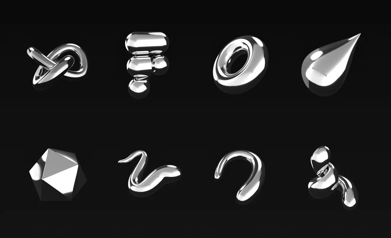 Free 3D Metal Shapes Pack - TitanUI