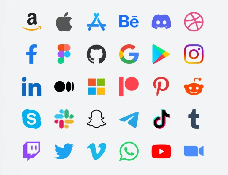 180+ Popular Social Media Icons (6 Variants)