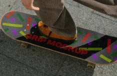 Realistic Skateboard Grip PSD Mockup