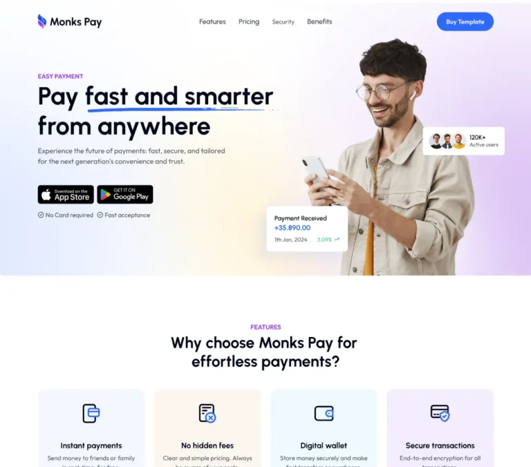 Fintech Website Template for Financial Businesses