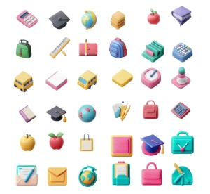 36 Free 3D Education Icons Figma