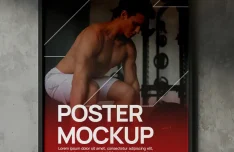 Free Realistic GYM Poster Mockup PSD