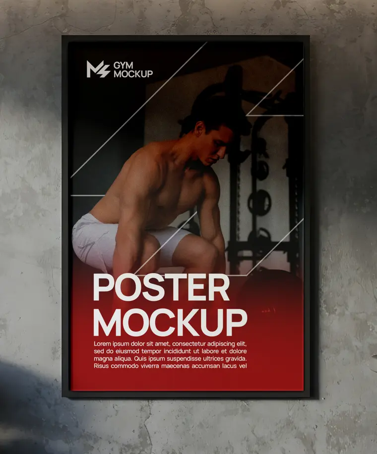 Free Realistic GYM Poster Mockup PSD