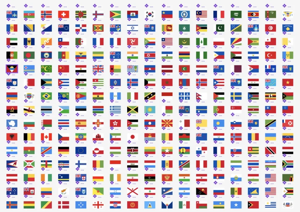 Round and Rectangular National Flag Icon set