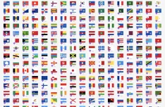 Round and Rectangular National Flag Icon set