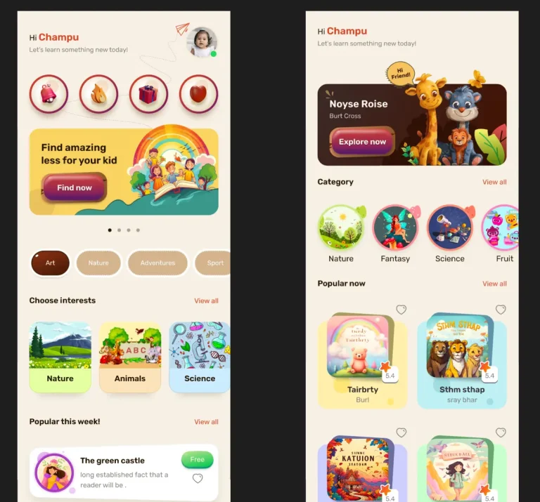 Kid's Learning App UI Template