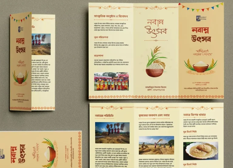 Realistic Nabanno Festival Brochure Vector Template