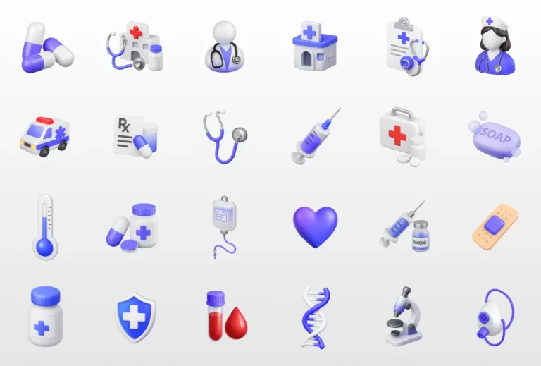24 Free 3D Medical & Healthcare Icons
