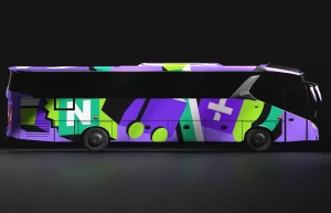 Realistic Side View Bus Mockup for Photoshop